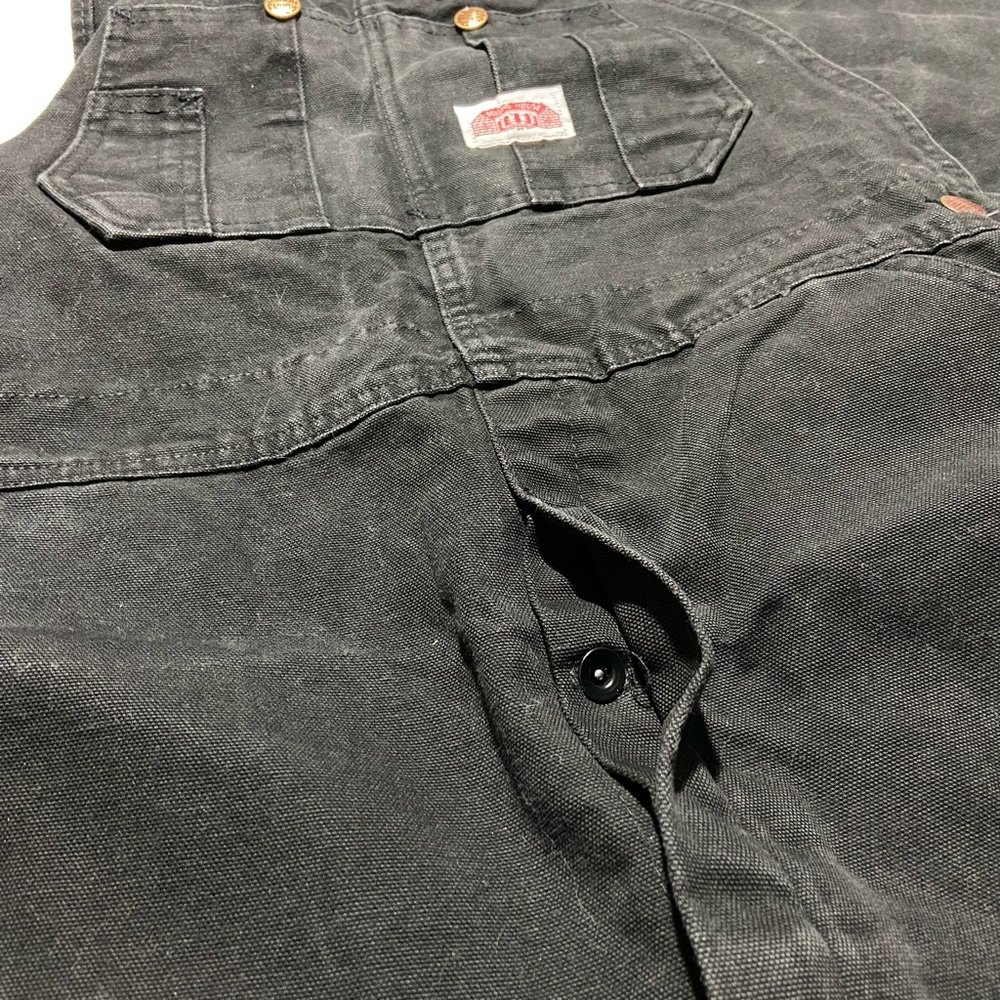 Round House Men's Black Canvas Double Front Bib Overalls 36x32 - Picture 5 of 8